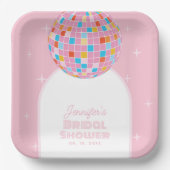 Modernes Retro Rosa Diskothek Ball 70er 80er Braut Pappteller (Vorderseite)