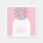 Modernes Retro Rosa Diskothek Ball 70er 80er Braut Serviette (Vorderseite)