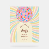 Modernes Retro Rosa Diskothek Ball Brautparty Will Acrylschild (Vorderseite)