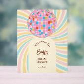 Modernes Retro Rosa Diskothek Ball Brautparty Will Acrylschild (Neutral)