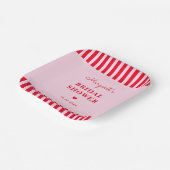 Modernes Retro-Rosa- und Rote Streifen-Brautparty Pappteller (Gewinkelt)