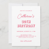 Modernes Retro Rot 30. Geburtstag Party Einladung (Vorderseite)