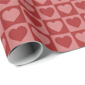 Modernes Retro-Rot-Rot-Rosa-Walliser Herzmuster Geschenkpapier (Rolleneckpunkt)