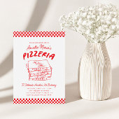 Modernes Retro Rotes Pizzeria Pizza Party Einladung