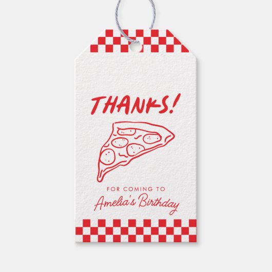 Modernes Retro Rotes Pizzeria Pizza Party Geschenkanhänger (Vorderseite)