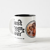 Modernes Retro-Round-Foto Beste Mama je Zweifarbige Tasse (Vorderseite Links)
