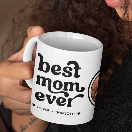 Modernes Retro-Round-Foto Beste Mama je Zweifarbige Tasse