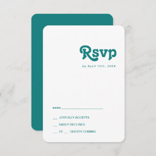 Modernes Retro RSVP-Karte mit Aquamarinen abgeru RSVP Karte