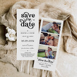 Modernes Retro Save the Date | Foto-Standstreifen Einladung<br><div class="desc">Modernes Retro Save the Date | Foto Stand Strip Modernes Retro Save the Date laden ein | Hochzeitsankündigung Dieses trendige Save the Date ist ein zeitloses Design, das für böhmische, Retro-, Minimalisten- oder Modernitätsveranstaltungen passt. Sie können den Text und die Hintergrundfarbe ganz einfach ändern, um sie besser an Ihr Thema...</div>