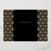 Modernes Retro Schwarz und Gold 50 Jahre alt Folieneinladung (Rückseite)