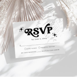 Modernes Retro Schwarz-Weiß Boho Wedding RSVP Begleitkarte