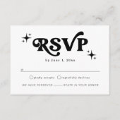Modernes Retro Schwarz-Weiß Boho Wedding RSVP Begleitkarte (Vorderseite)