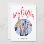 Modernes Retro Script Foto Weihnachten (Vorderseite)