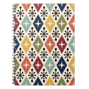 Modernes Retro-Sternexplosion-Muster des Mittelalt Notizblock