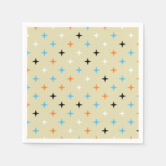 Modernes Retro-Sternexplosion-Muster des Mittelalt Serviette (Vorderseite)