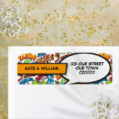 Modernes Retro Superhero Comic Rücksendeadresse