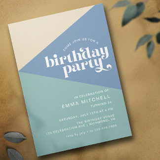 Modernes Retro Surf Blau | Beachy Birthday Party Einladung