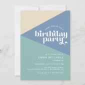 Modernes Retro Surf Blau | Beachy Birthday Party Einladung (Vorderseite)