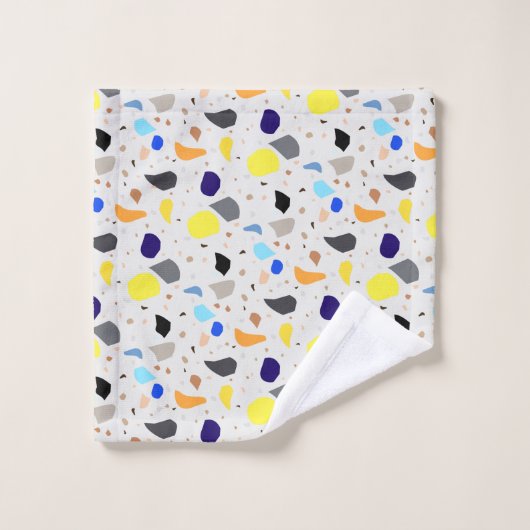 Modernes Retro Terrazzo Farbiges Muster Badhandtuch Set (Waschlappen)