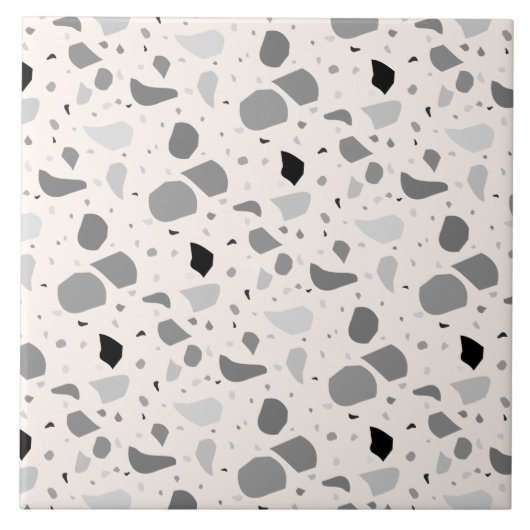 Modernes Retro Terrazzo Monochrome Muster Fliese (Vorderseite)