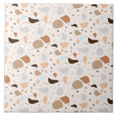 Modernes Retro Terrazzo Stone Blue Brown Mix Muste Fliese (Vorderseite)