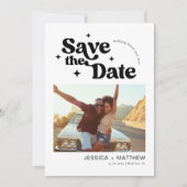 Modernes Retro-Typografie-Foto Save the Date (Vorderseite)