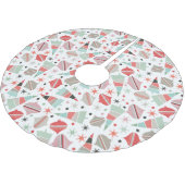 Modernes Retro-Urlaubsmuster aus dem Mittelalter Polyester Weihnachtsbaumdecke (Schrägansicht)