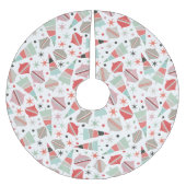 Modernes Retro-Urlaubsmuster aus dem Mittelalter Polyester Weihnachtsbaumdecke (Vorderseite)