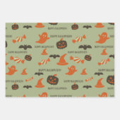 Modernes Retro Vintag Illustration Happy Halloween Geschenkpapier Set (Vorderseite 2)