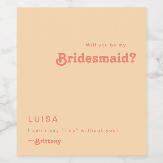 Modernes Retro | Vorschlag für eine Orange Creme B Weinetikett (Einzelnes Label)