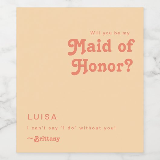 Modernes Retro | Vorschlag zur Trauzeugin von Oran Weinetikett (Einzelnes Label)