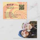 Modernes Retro Wedding RSVP Online QR Code Foto Begleitkarte (Vorne/Hinten)