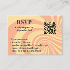 Modernes Retro Wedding RSVP Online QR Code Foto Begleitkarte
