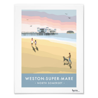 Modernes Retro-Weston-Super-Mare-Poster Fotodruck