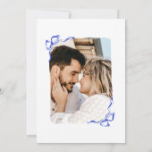 Modernes Retro Whimsical Blue Hand Draw Foto Einladung (Rückseite)