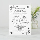 Modernes Retro Whimsical Einzigartiges handgezeich Einladung (Stehend Vorderseite)