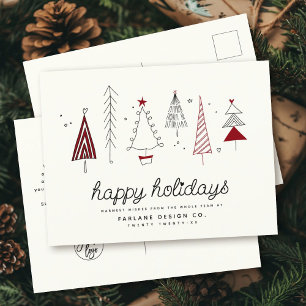 Modernes Retro Whimsical Little Tree Business Logo Feiertagspostkarte