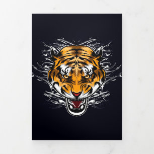 Modernes Retro Wolf Artwork   Für Mama Vater Dreifach Gefaltete Ankündigung