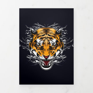 Modernes Retro Wolf Artwork | Für Mama Vater Dreifach Gefaltete Ankündigung