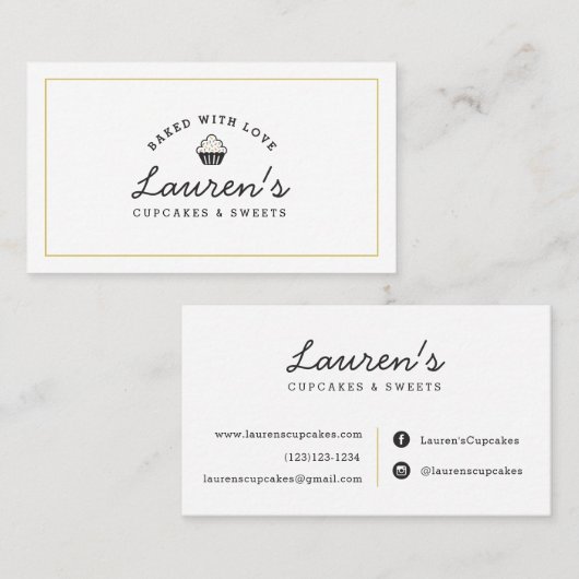 Modernes Retro Zuhause Bakery Logo Cupcakes Süßigk Visitenkarte (Vorne/Hinten)