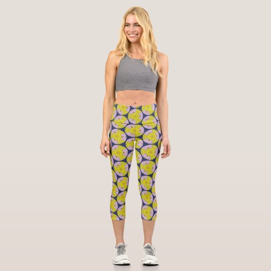 Modernes Retromuster, Kreismuster Capri Leggings (Vorderseite)