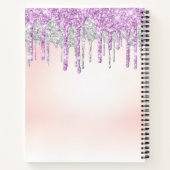 Modernes Rezept aus Silber und lila Glitzer Notizblock (Rückseite)