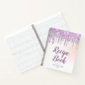 Modernes Rezept aus Silber und lila Glitzer Notizblock (Innenseite)