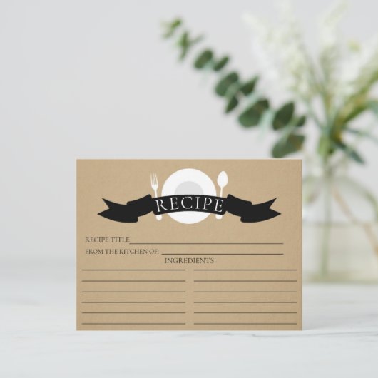 Modernes Rezept-Card-Brautparty Kraft Postkarte (Stehend Vorderseite)