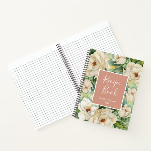 Modernes Rezept Rose Goldene Magnolia Notizblock (Innenseite)