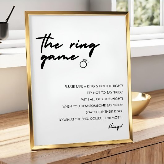 Modernes Ring Game Brautparty Game Sign Poster