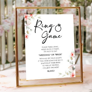 Modernes Ring Game Floral Brautparty Zeichen Poster