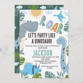 Modernes Roar Dinosaur Party 1. Geburtstag Einladu Einladung (Vorne/Hinten)