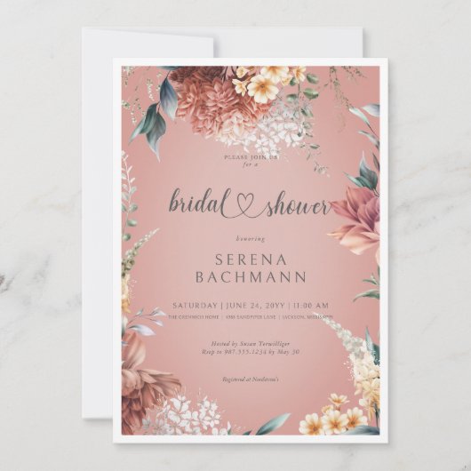 Modernes Romantisches Brautparty Einladung (Vorderseite)