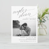 Modernes Romantisches Foto - Paar oder Brautparty Einladung (Stehend Vorderseite)